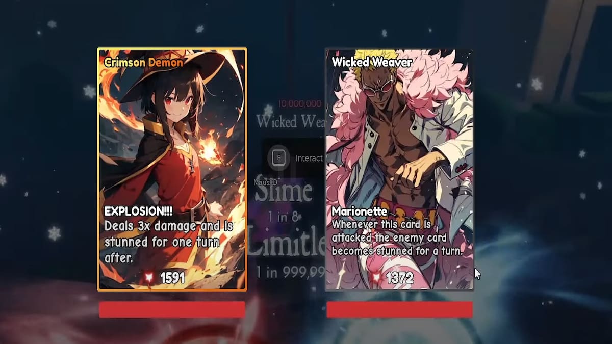 A boss battle in Anime Card Battle