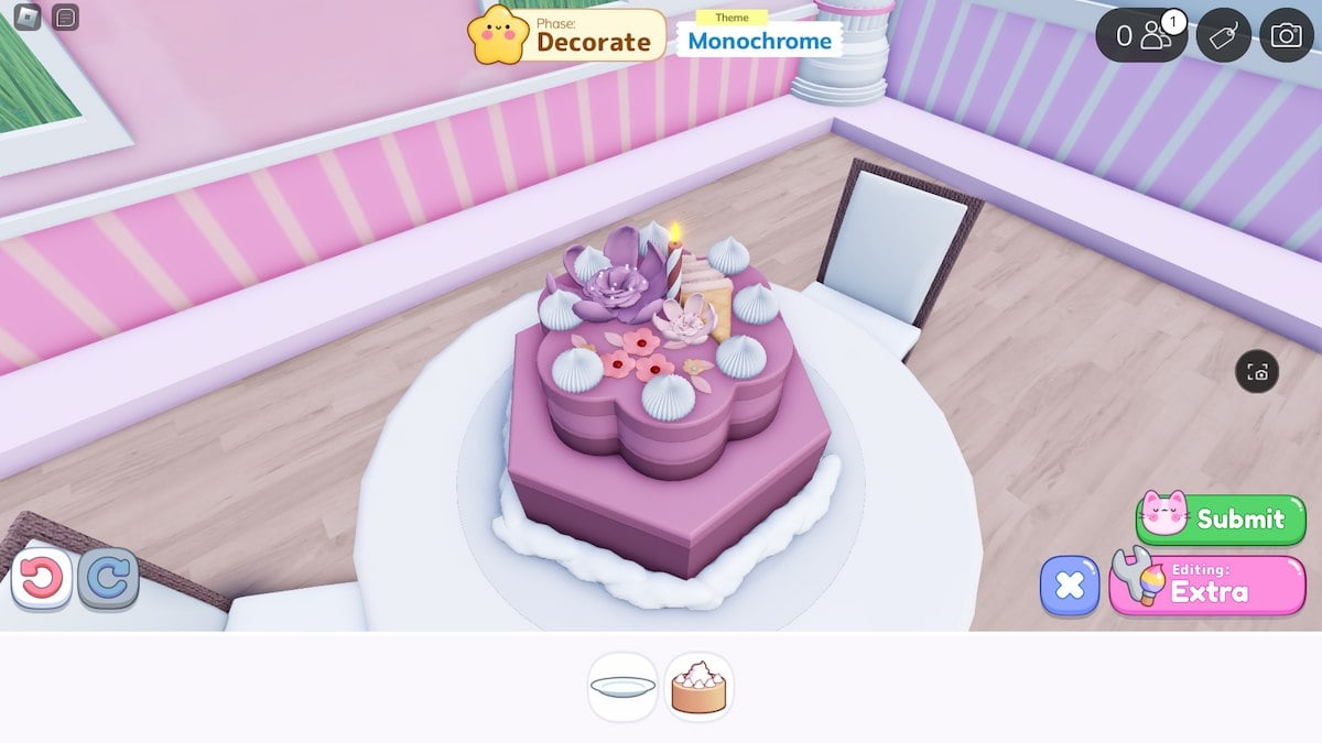 Purple monochrome cake in Cake Off on Roblox