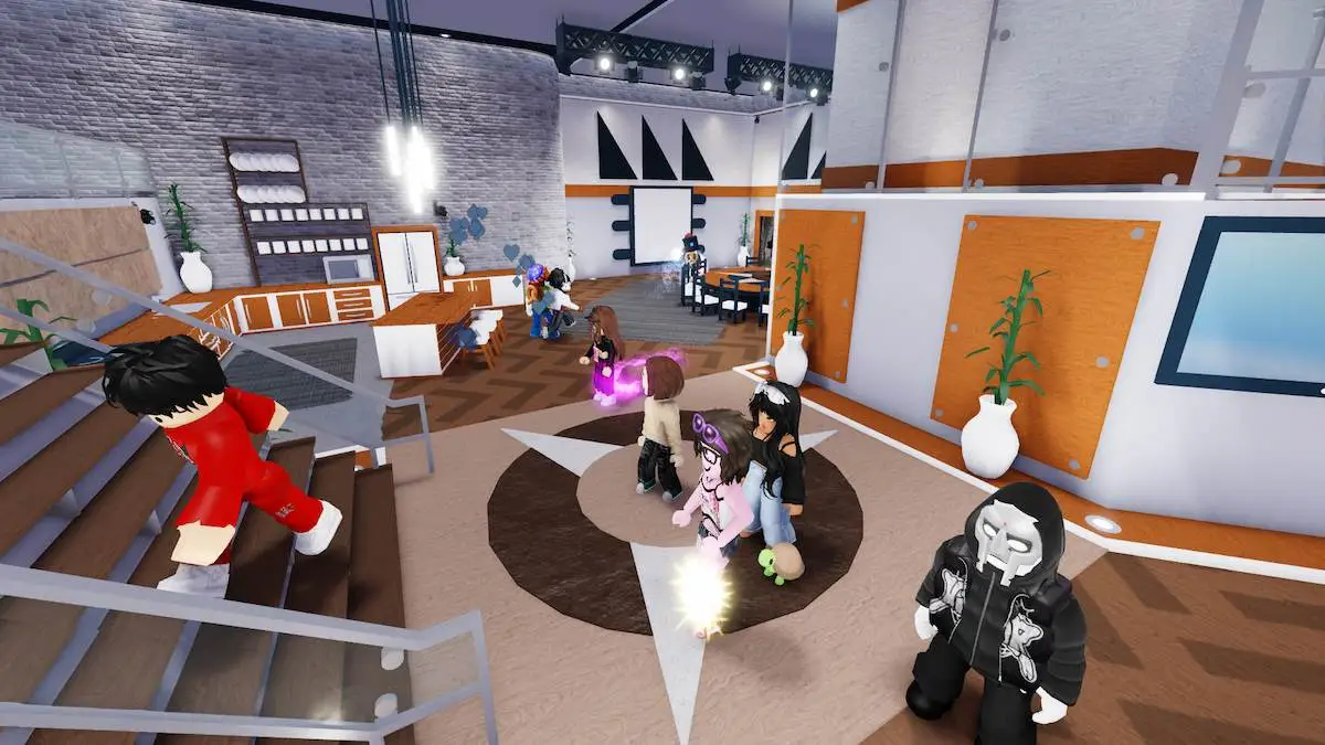 Several avatars in a house in Roblox Eviction Notice