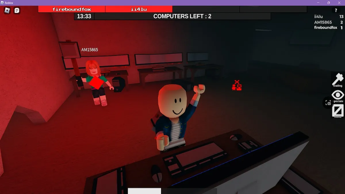 Avatar being snuck up on in Flee the Facility on Roblox