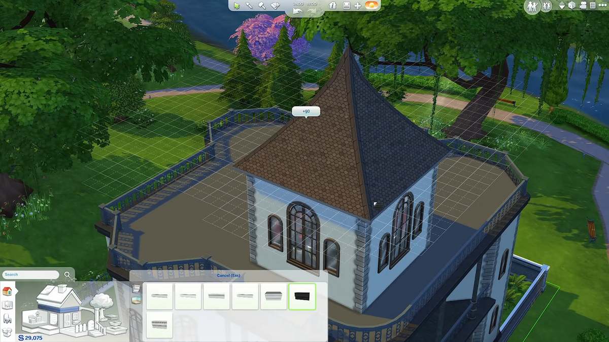 Thay đổi hình dạng của một mái nhà trong The Sims 4.