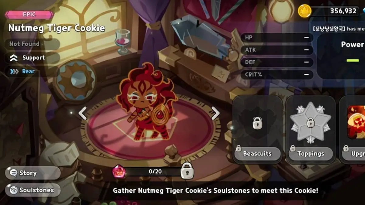 Chi tiết nhân vật Nutmeg Tiger Cookie trong CRK