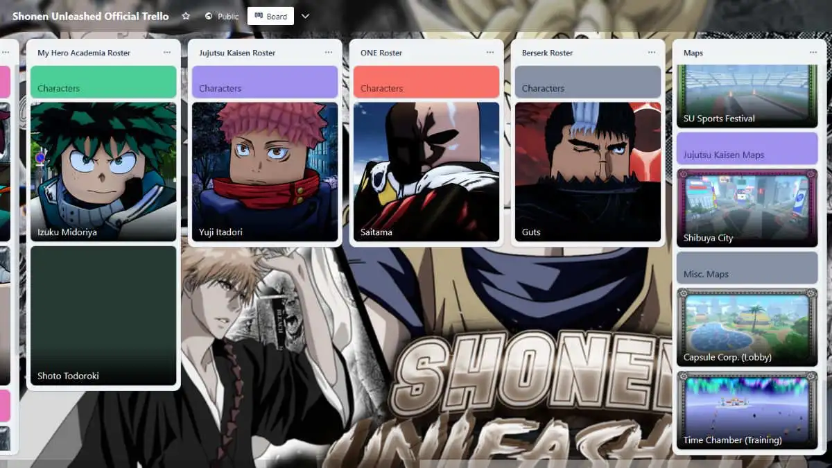 Bảng Trello Shonen Unleashed